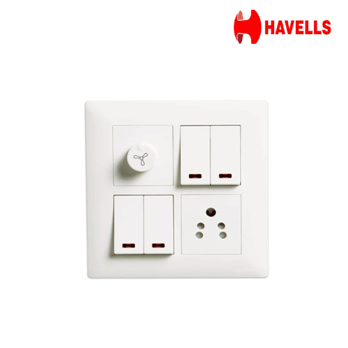 Havells Crab Tree Athena Classic PC 2M Modular Combined Plate - ACAPNCWH08